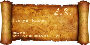 Langer Kabos névjegykártya